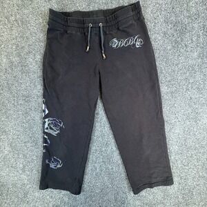 BCBG Max Azria Capri Pants Womens Medium Black Rhinestone Rise Straight Leg‎